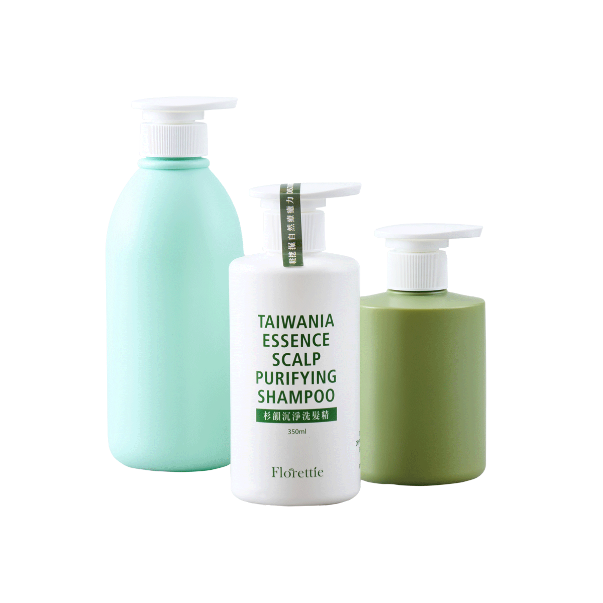 大豐環保再生HDPE瓶器，100% 再生 HDPE 瓶身，多種瓶型與蓋型可選，容量60ml至1000ml。｜Recycled HDPE bottles with various designs by Da Fon Environmental.